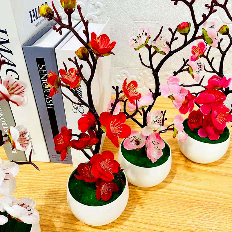 Simulation Plum Flower Pot Pla - Home Office Layout 评论和价格