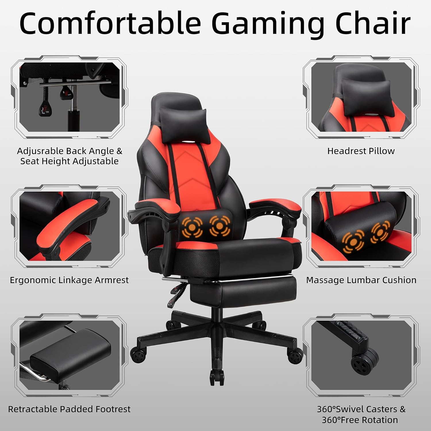 Gaming Chair with Footrest, Ma - Ergonomic Office Chair 评论和价格