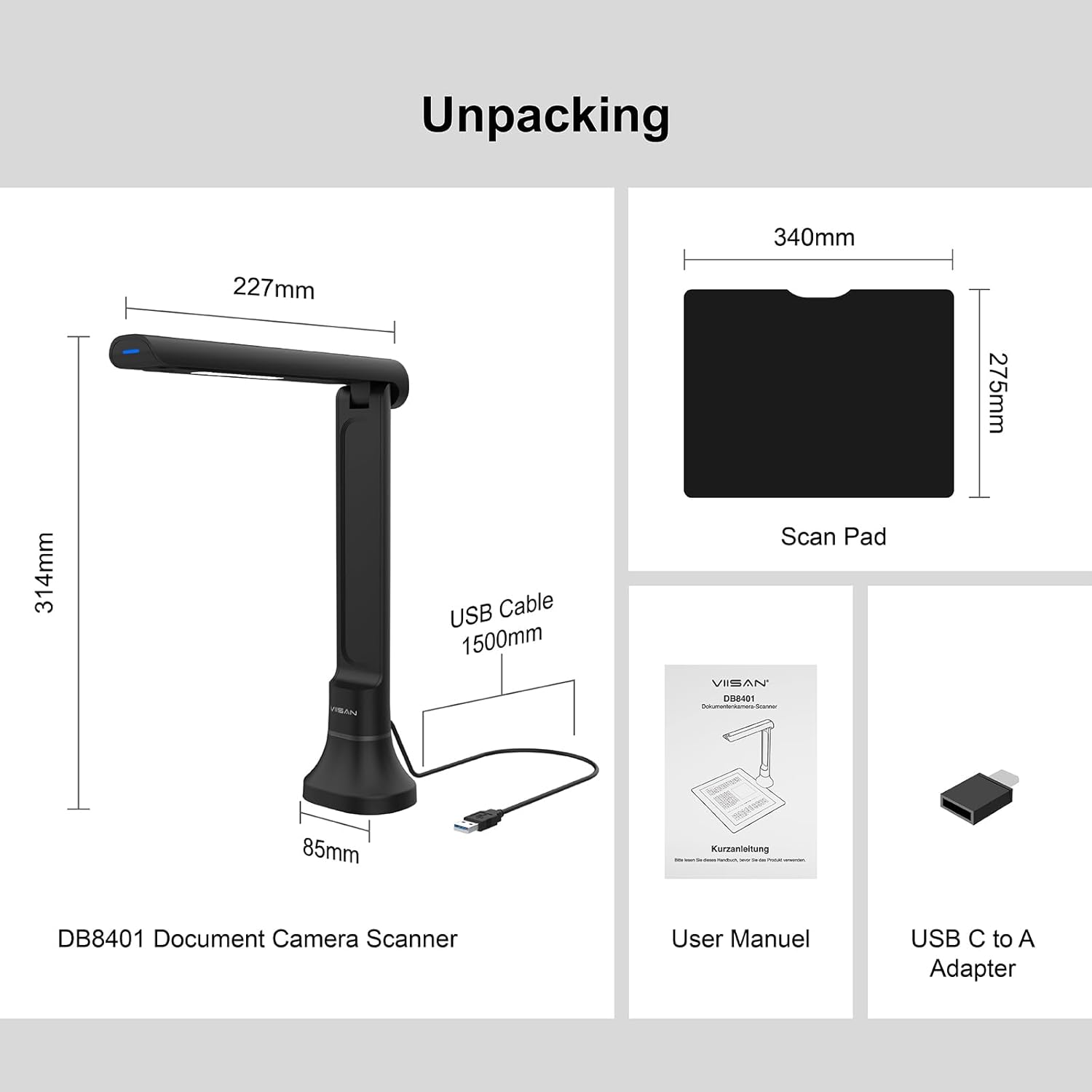 VIISAN DB8401 16MP Document Ca - Document Scanner Portable 评论和价格