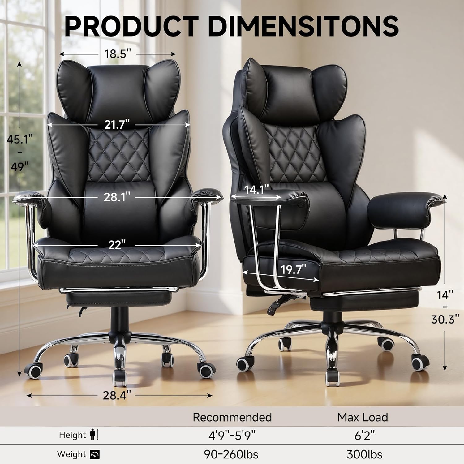 Big and Tall Office Chair with - Ergonomic Office Chair 评论和价格